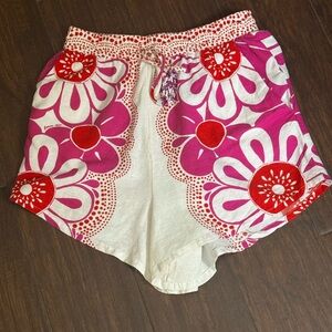 FARM Rio Pink and Red Floral High Waist Shorts